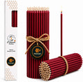 Petekoğlu 15-Pack Beeswax Wish Candles – Handcrafted, Drip-Free, Smoke-Free Slim Taper Candles for Rituals, Meditation, Birthday & Home Décor – Natural Honey Scent 7.87” x 0.24” (Burgundy)