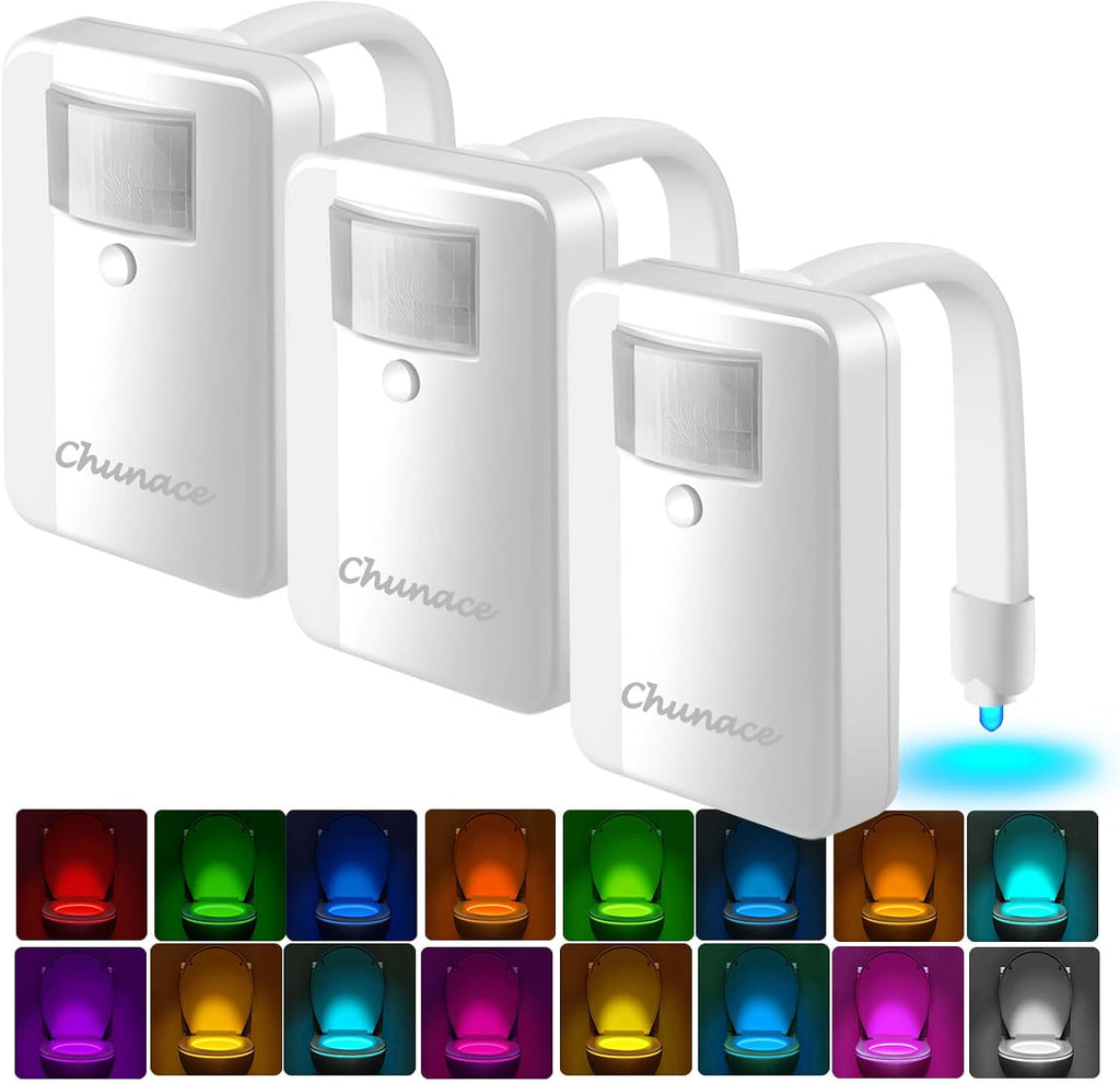Chunace Toilet Bowl Night Lights Motion Sensor 3Pack, Unique Bathroom Stuff