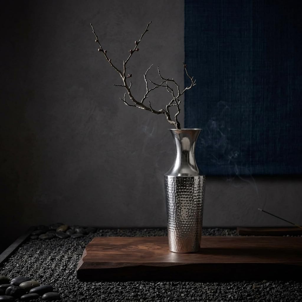 Hosley 18 Inch High Silver Color Metal Floor Vase. Ideal for Dried Flowers Gift for Floral Arrangements Wedding Home Spa Votive Candle Gardens P9