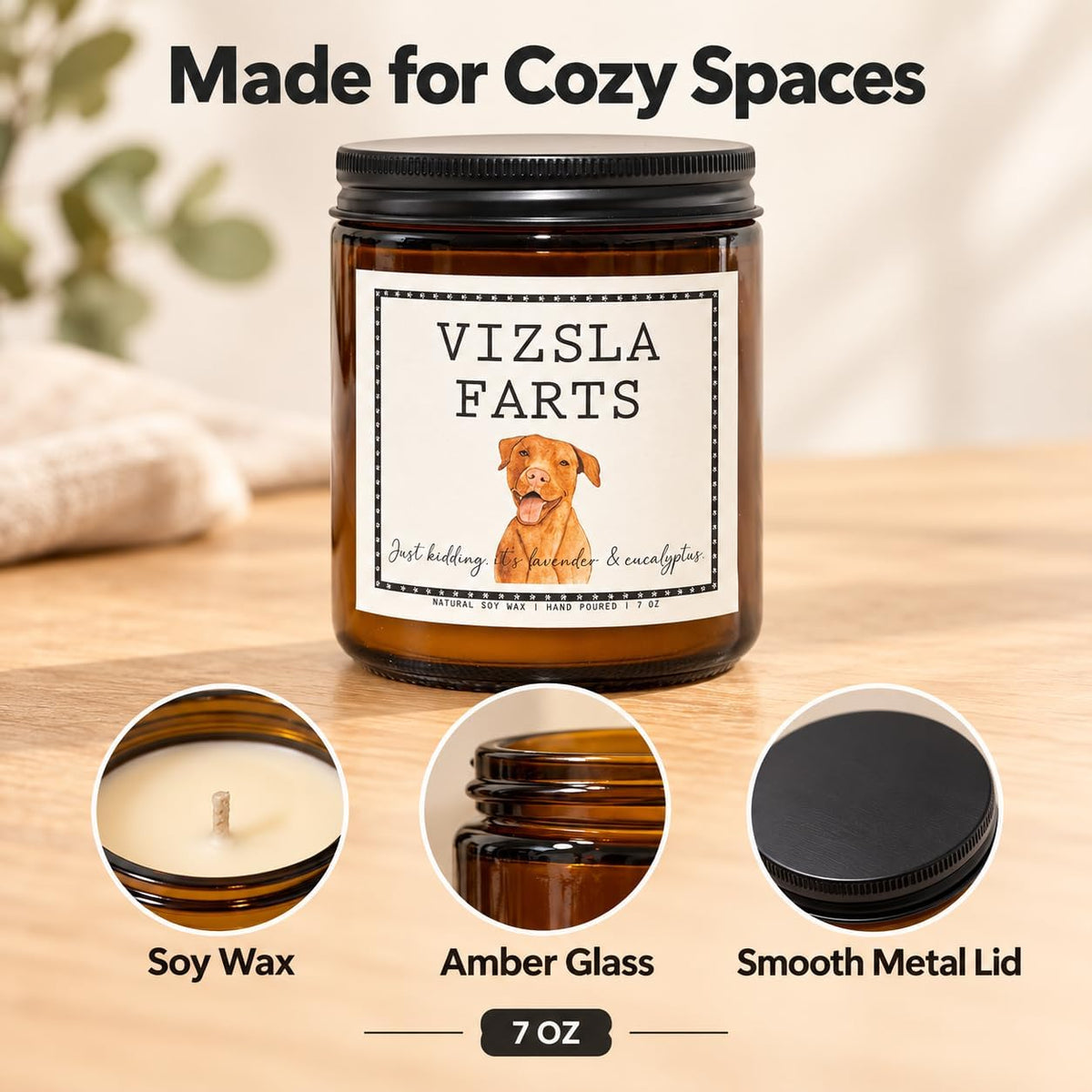 Vizsla Gifts & Decor, Dog Mom Gifts - Lavender & Eucalyptus Candle
