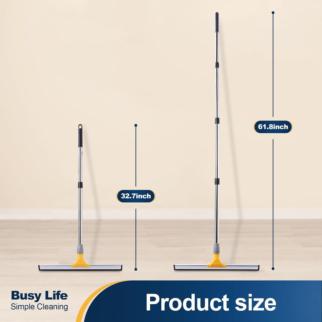 Yocada Rubber Floor Squeegee 17.7" TPR Blade Scrubber Broom 61.8inch Pole