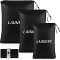 Dntorx 3 Pcs Travel Laundry Bags Dirty Clothes Travel Bag, Foldable Waterproof Laundry Bag with Sturdy Handle for Family Beach Gym Pool Yoga Workout College Dorm Swimsuit Diaper Storage, Black
