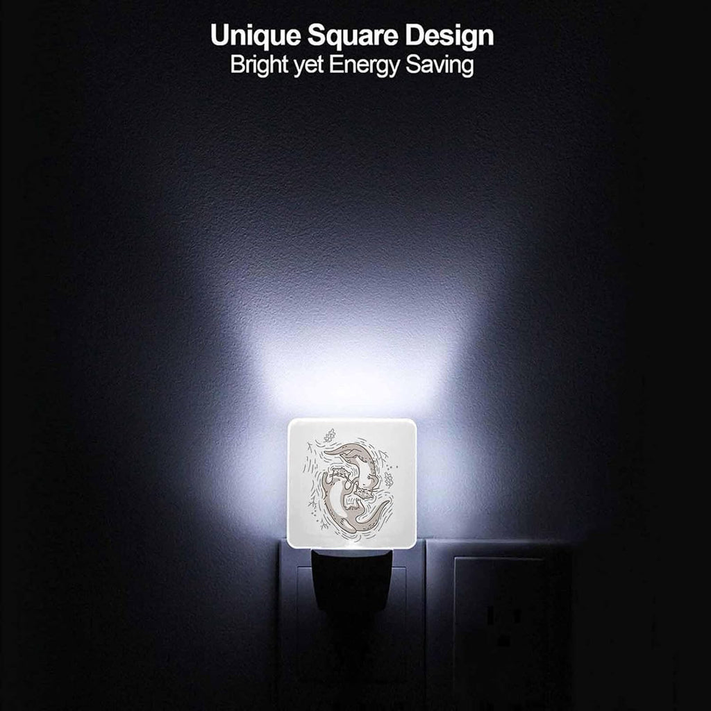 LED Night Light,Funny Couple Otter LED Night Light Plug into Wall with Dusk to Dawn Light Sensor White Energy Efficient Nightlight for Bedroom Bathroom Hallway Living Room Kitchen