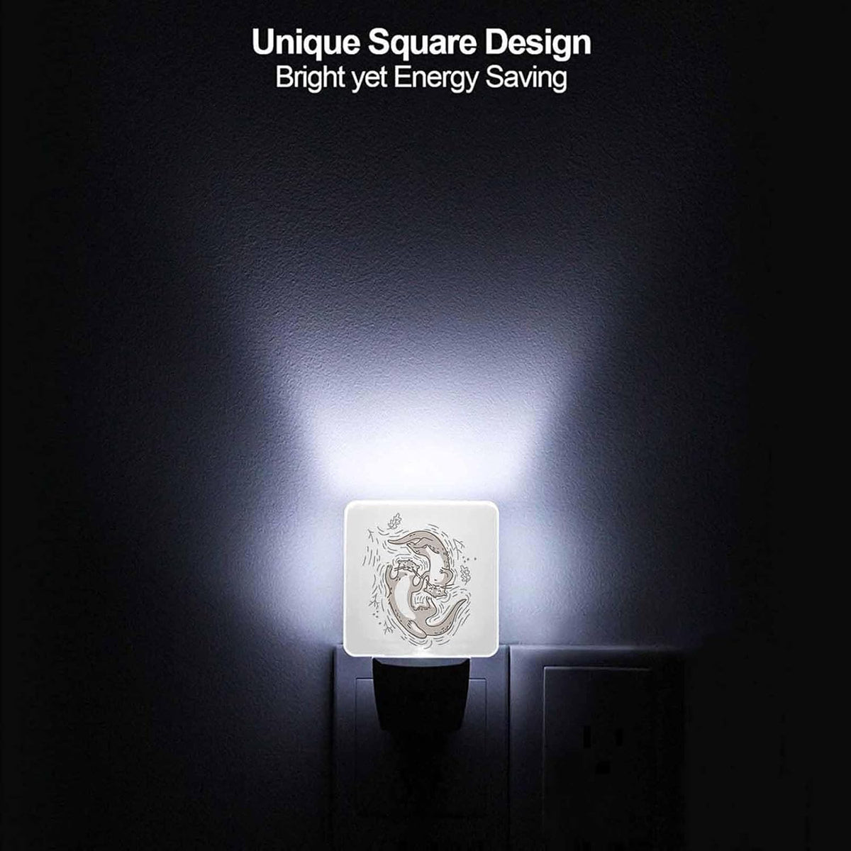 LED Night Light,Funny Couple Otter LED Night Light Plug into Wall with Dusk to Dawn Light Sensor White Energy Efficient Nightlight for Bedroom Bathroom Hallway Living Room Kitchen