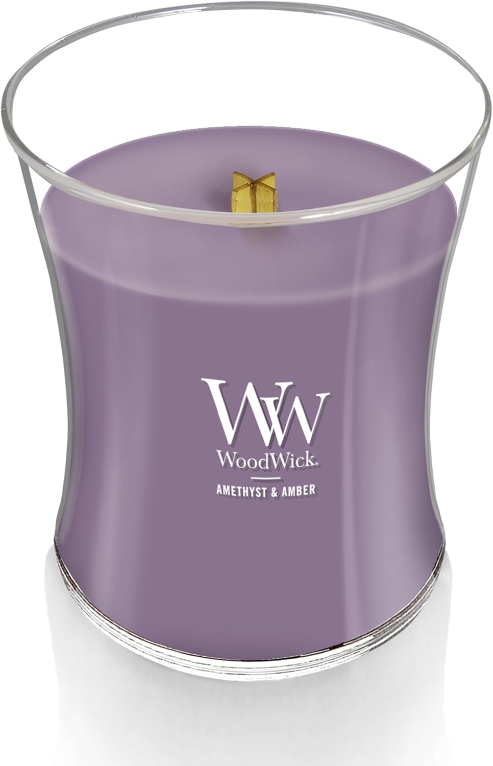 WoodWick Amethyst & Amber Gifts for Women and Men, 9.7 oz Medium Hourglass Candle with Crackling Wick (Pack of 4)