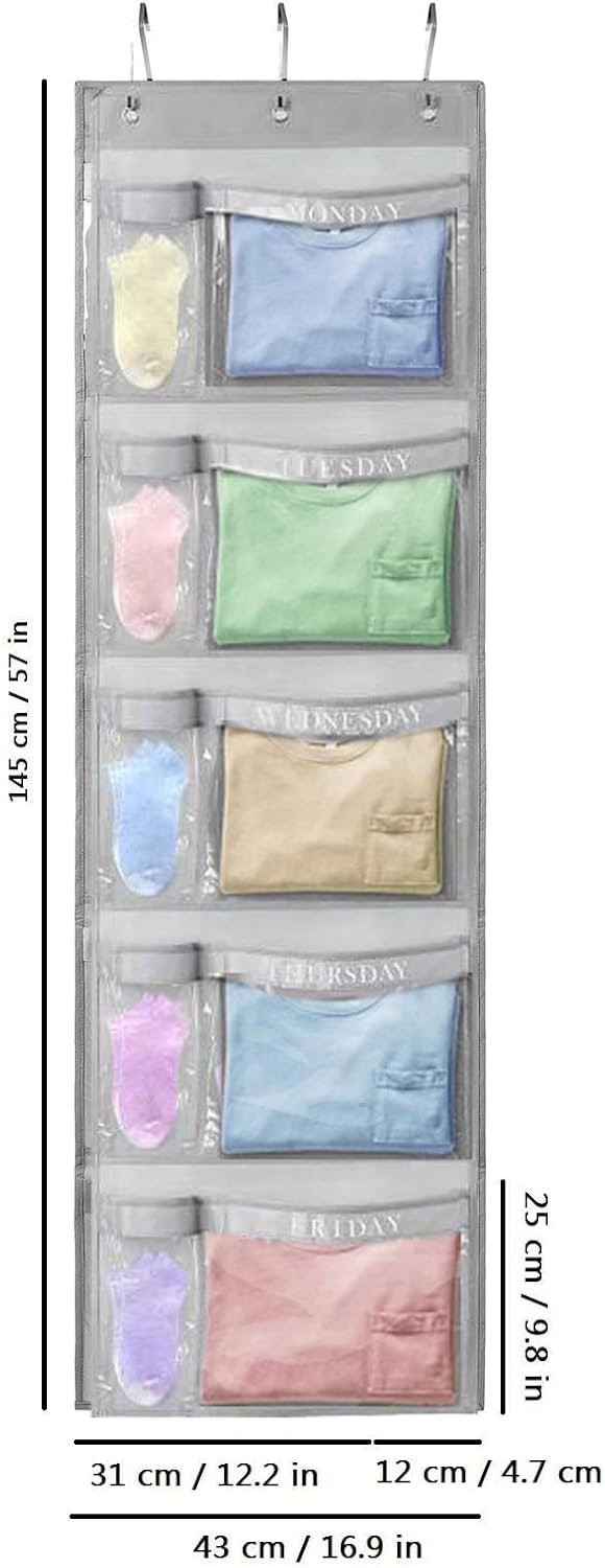 Weekly Kids Clothes Organizer – Day of The Week Hanging Closet Storage