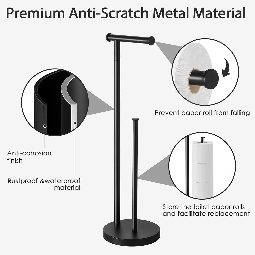 Toilet Paper Holder Stand, Bathroom Toilet Paper Stand with Large Reserve