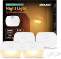 DiCUNO Motion Sensor Night Light, Stick-On, Battery Operated, 3000K, 4-Pack