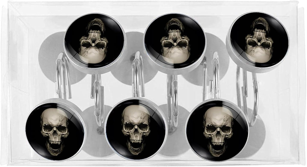 White Skull Shower Curtain Hooks Set of 12