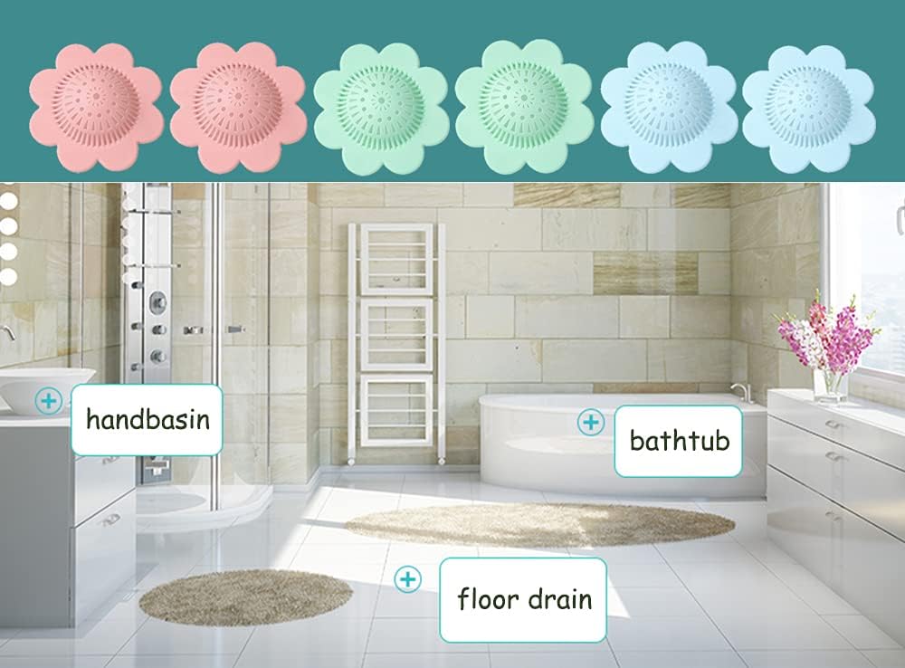 4PCS Drain Hair Catcher Shower Drain Covers Durable Silicone Hair Stopper,Bathtub and Shower Drain Protectors for Bathroom Bathtub and Kitchen