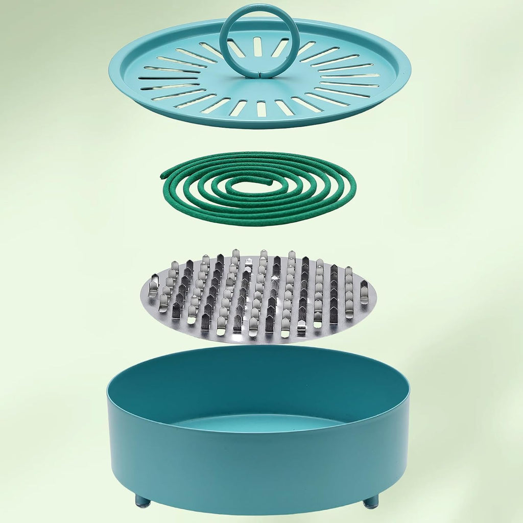 Mosquito Coil Holder Indoor Outdoor Incense Coil Holder Palo Santo Holder Burner Fire-Safety Citronella Incense Coil Holder for Home Patio Camping (Blue)