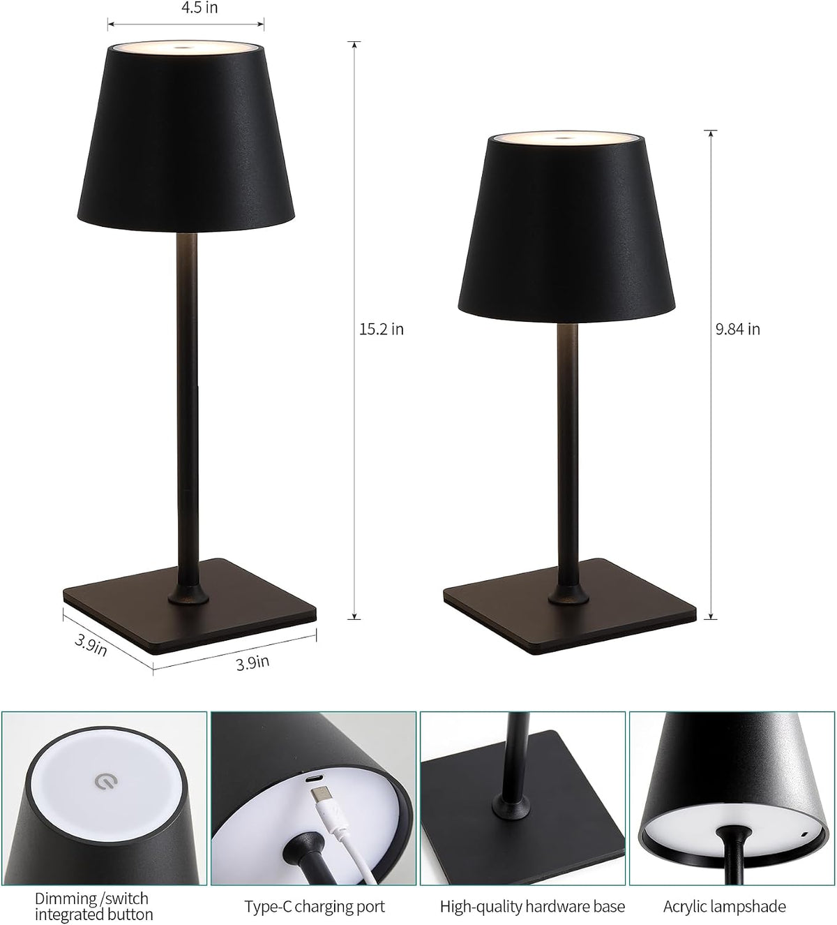 AIHYING 2026 Upgraded 2 Pack Cordless Rechargeable LED Table Lamp with Dimmer 5000mAh Battery Operated Portable Night Light Mother's Day Idea for Mom,Patio Balcony,Outdoor Bedroom