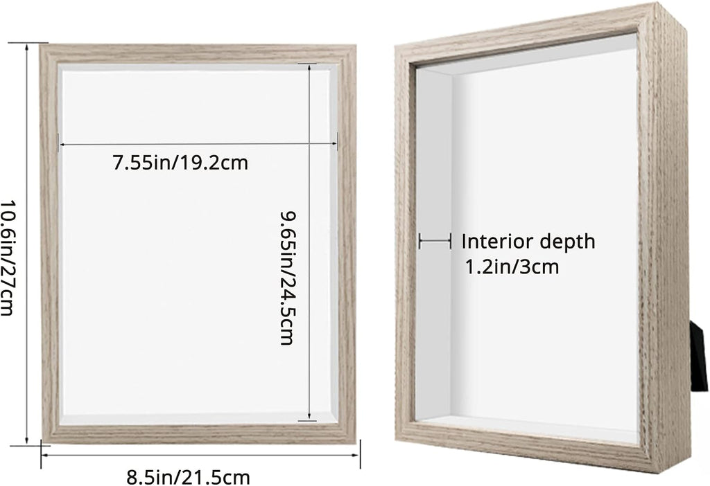 8x10 Shadow Box Frame Display Case, Wood with Plexiglass, Display Case Box for Memorabilia, Medal, Crafts,Tickets and Photos, Picture Frame for Wall and Tabletop (Natural Wood, 8x10)