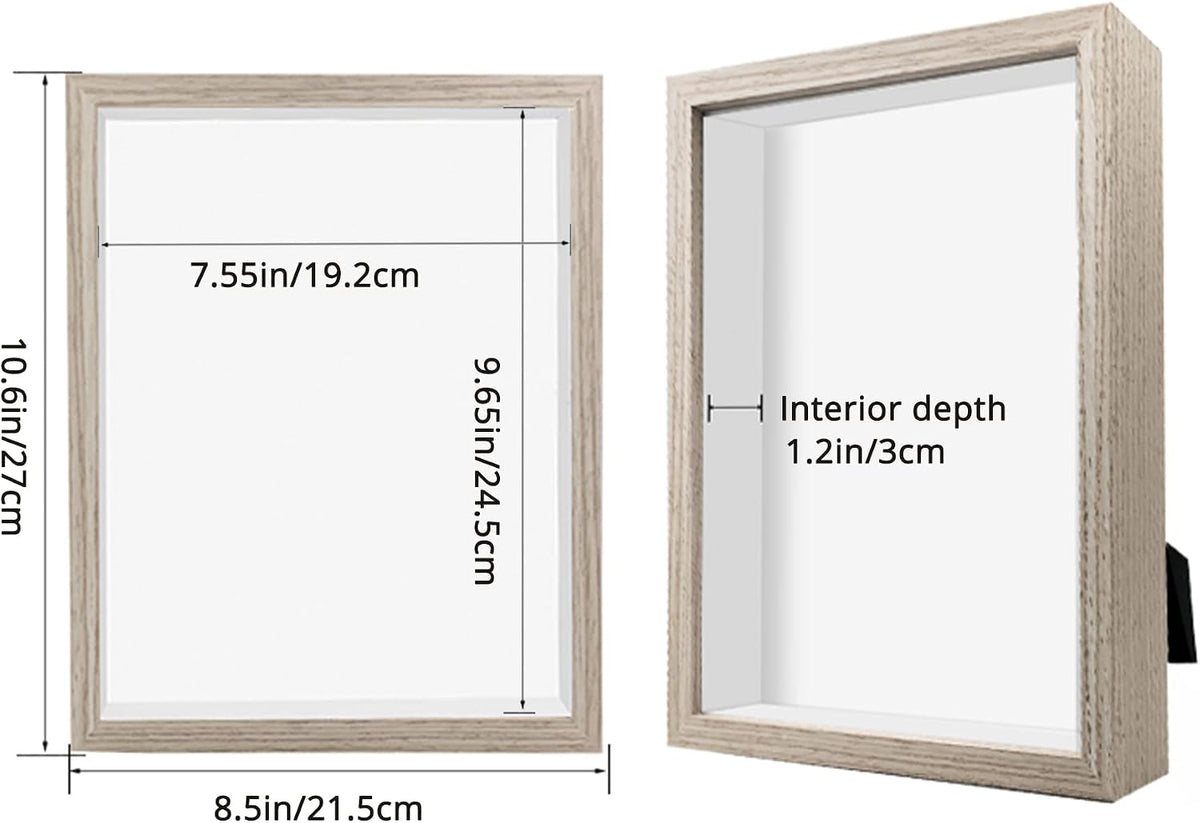 8x10 Shadow Box Frame Display Case, Wood with Plexiglass, Display Case Box for Memorabilia, Medal, Crafts,Tickets and Photos, Picture Frame for Wall and Tabletop (Natural Wood, 8x10)