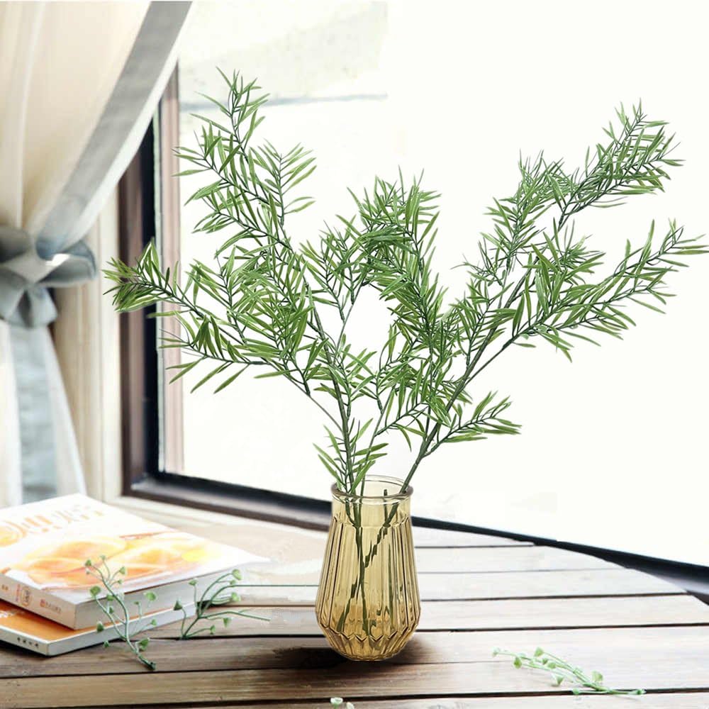 Artificial Plants Fake Plant Simulation Bamboo Leaf Tall 31 Inch, Faux Reed Plastic Leaves Faux Greenery Bushes Flexible Branches Stems for Indoor Outdoor Decor Wedding Party DIY Decoration - 2 Pack