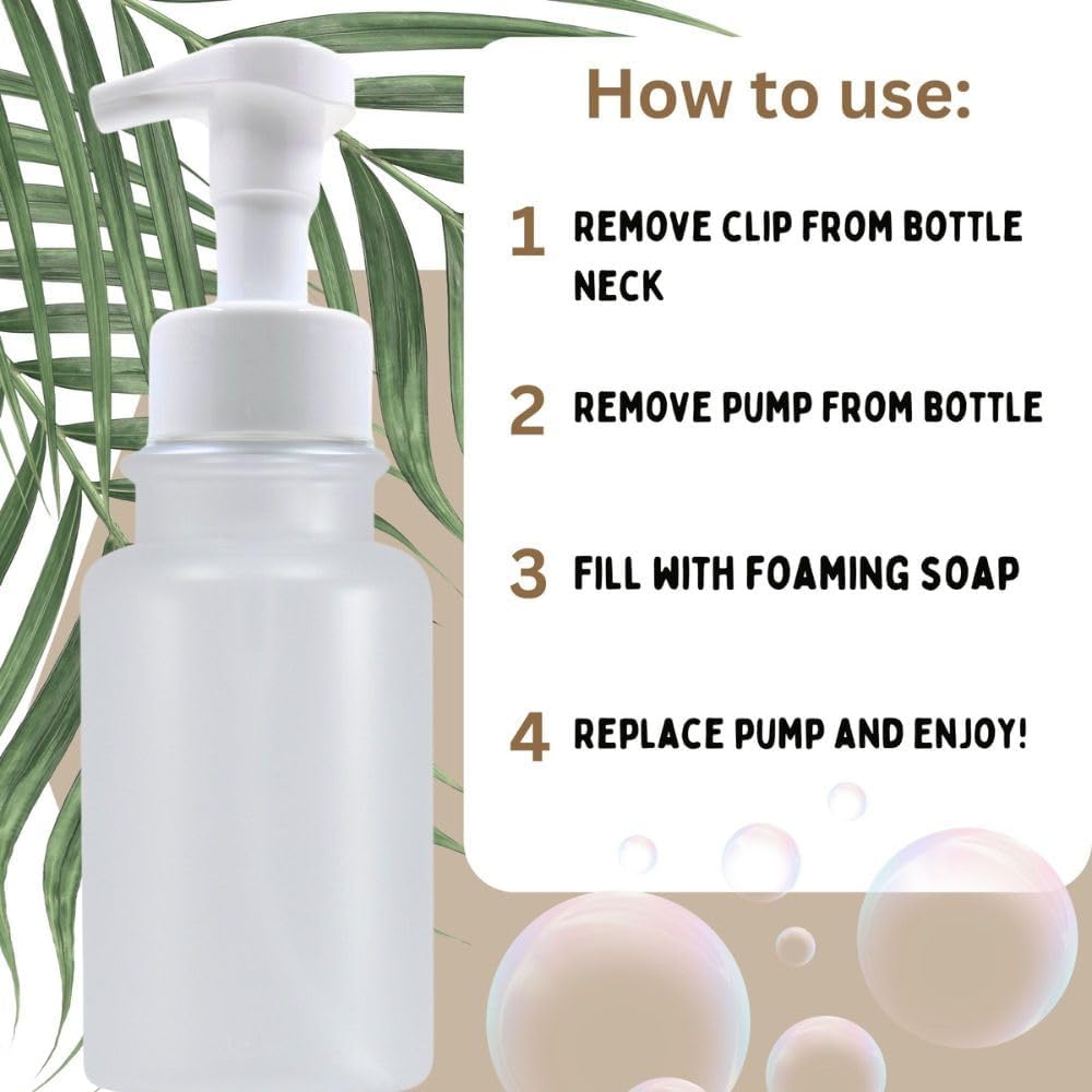 14 oz Plastic Foaming Soap Bottle Dispenser (Clear/White)
