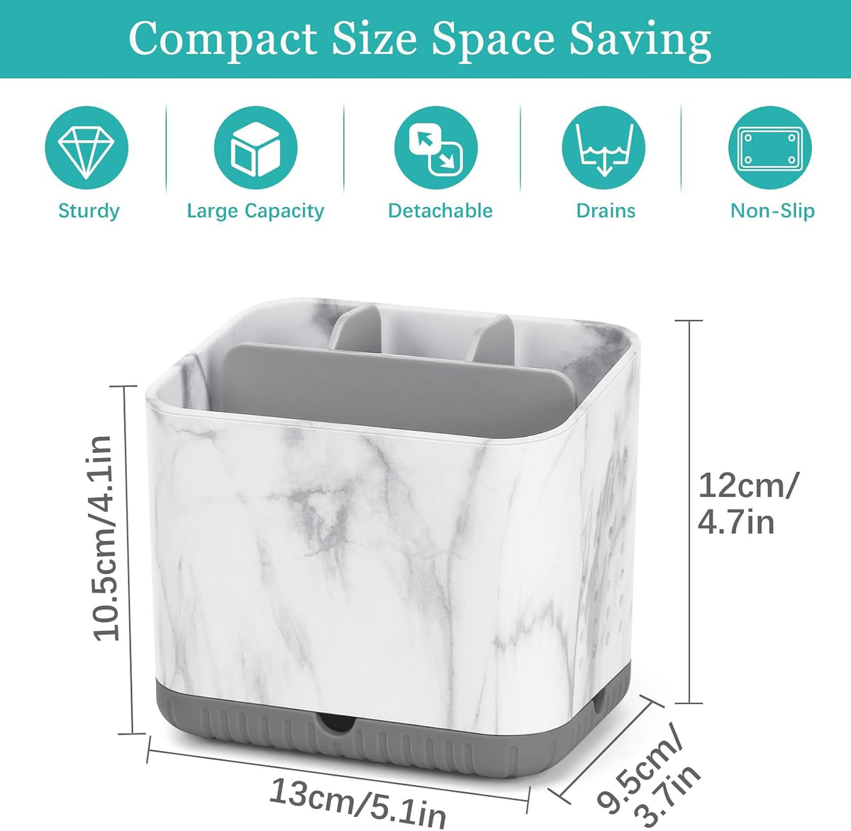 Toothbrush Holder for Bathrooms, Toothbrush Organizer (Grey Marble Grain)