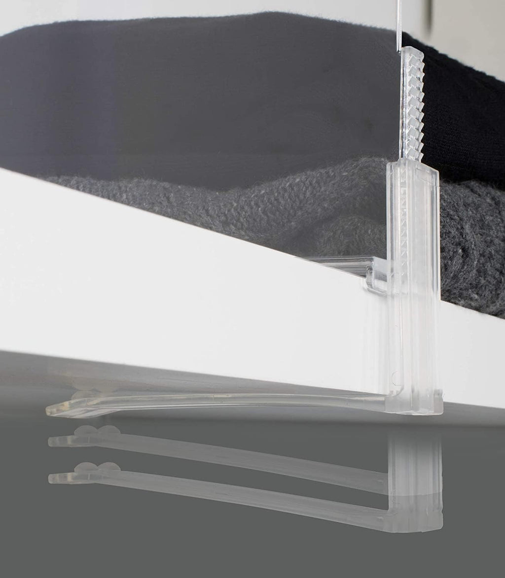 Richards Acrylic Closet Shelf Divider and Separator 6 Pack- Great for Storage and Organization in Bedroom, Bathroom, Kitchen and Office Shelves, Clear (9875300-3)