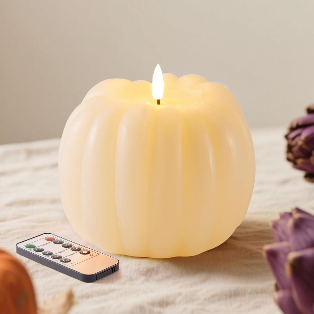 Fall Decor, Fall Decorations for Home, Flameless Pumpkin Candle with Remote