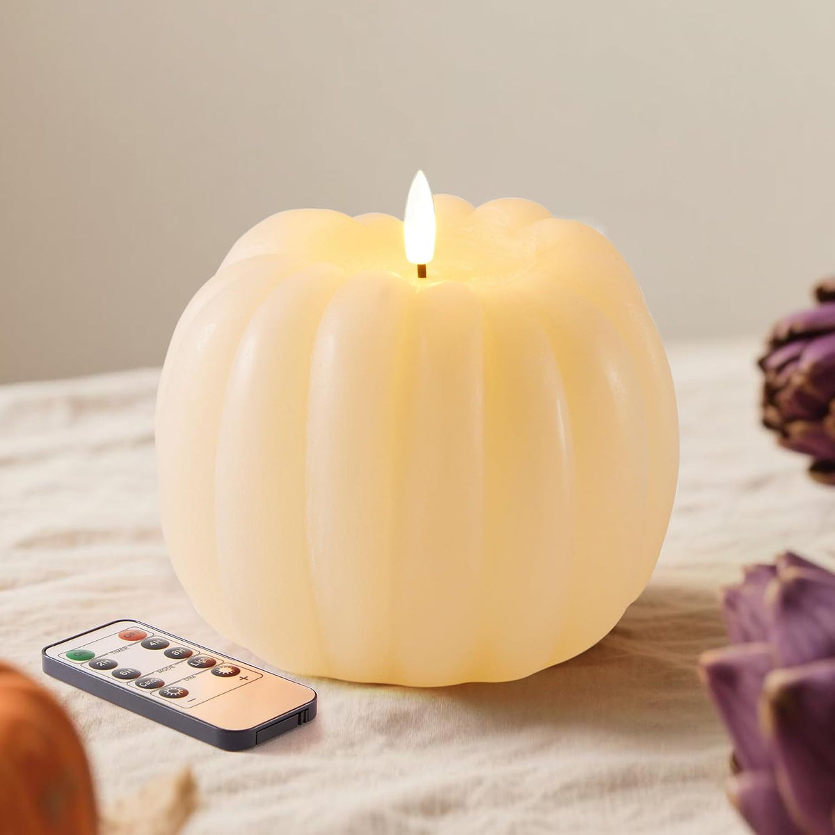Fall Decor, Fall Decorations for Home, Flameless Pumpkin Candle with Remote
