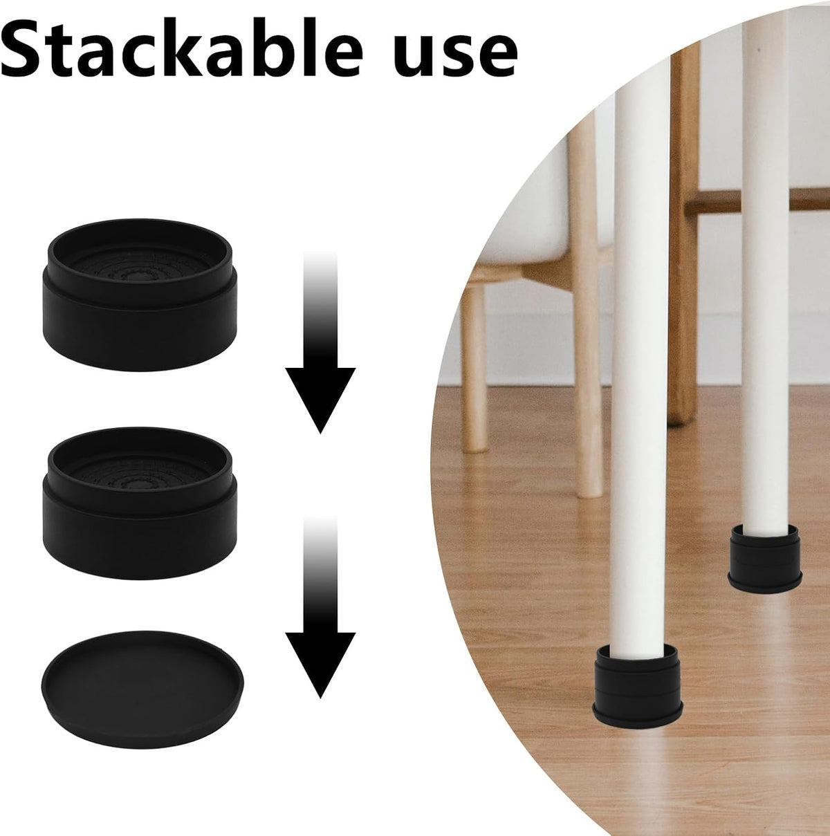 4 Sets Furniture Risers 1 inch Black Bed Risers, Heavy Duty Round