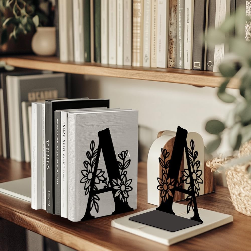 Peacoblue 5.3"x4.3"x7.1" Metal Bookends, Heavy Duty Book Ends for Shelves