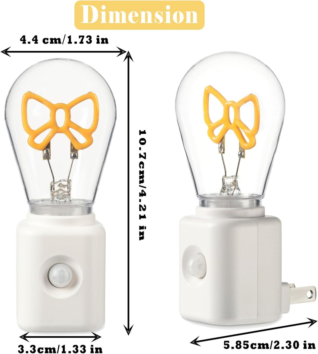 Motion Sensor Night Light Plug in, Dimmable 2200K Ultra Warm White, Filament Nightlight for Bedroom, Hallway and Stairway, Gift for Women, 1 Pack