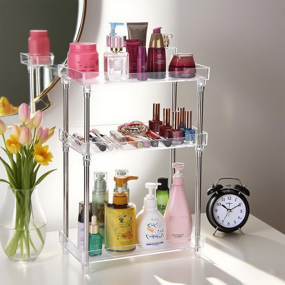 Body Spray Organizer,Acrylic 3 Tier Corner Bathroom Counter Organizer Clear
