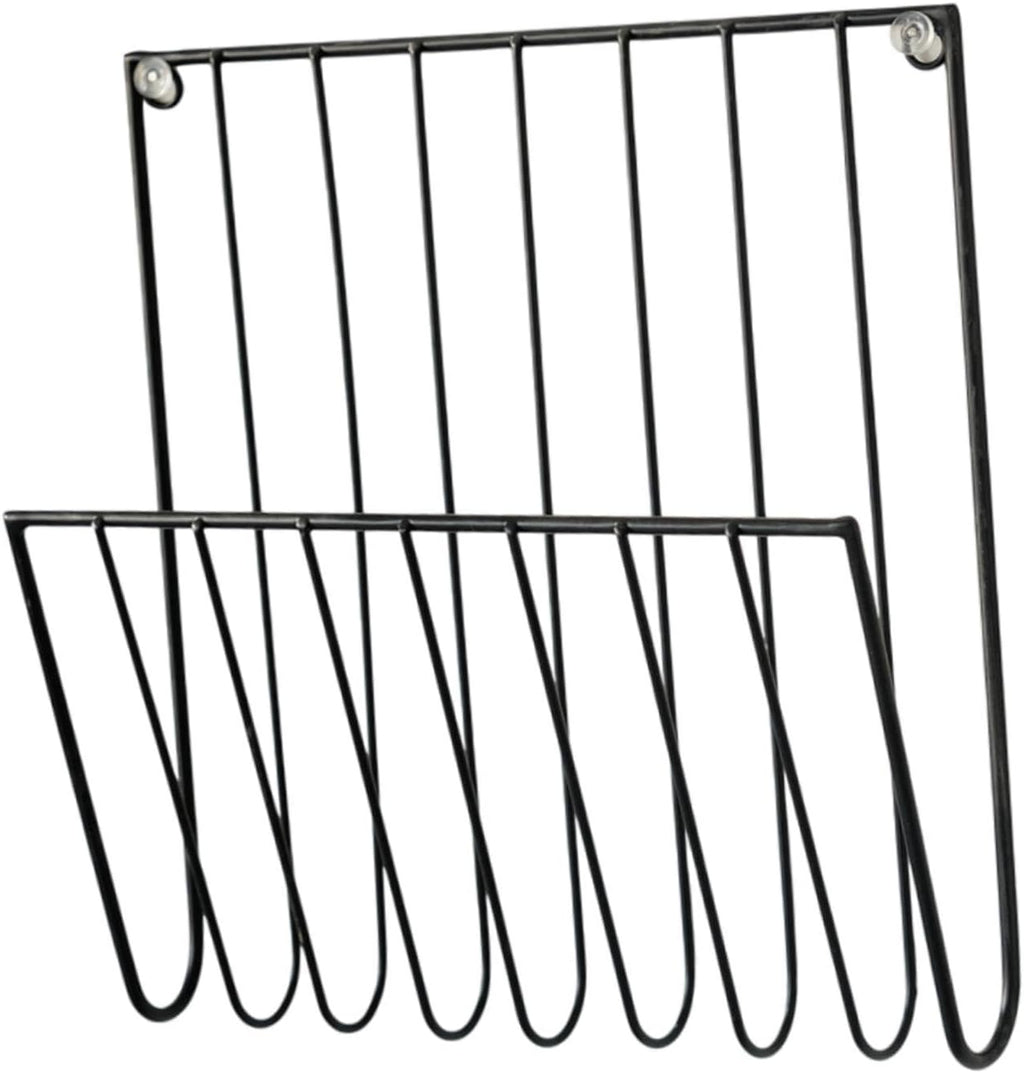Black Wall Mounted Magazine Rack and File Holder, Iron Mail Organizer for Home Office and Study Room