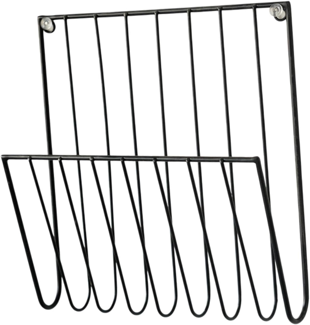 Black Wall Mounted Magazine Rack and File Holder, Iron Mail Organizer for Home Office and Study Room