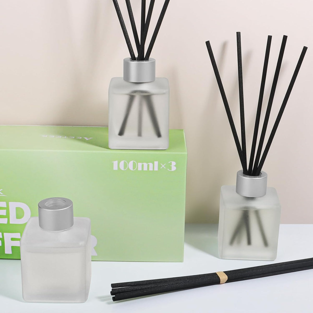 Reed Diffuser Set of 3, Long-Lasting Woody Home Fragrance