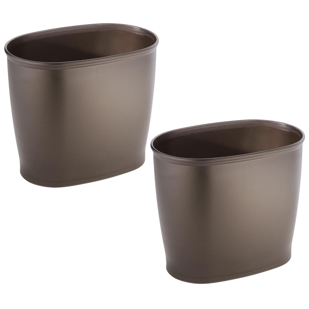 iDesign Slim Plastic Bathroom Trash Can, 2-Pack, Bronze