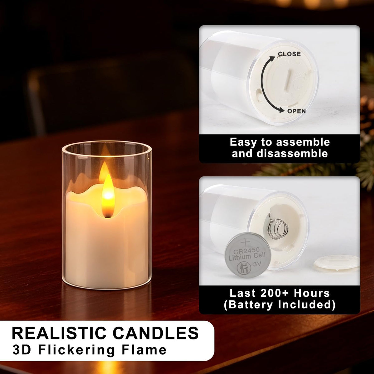 12Pcs Acrylic Flameless LED Tea Lights Candles with Remote Timer