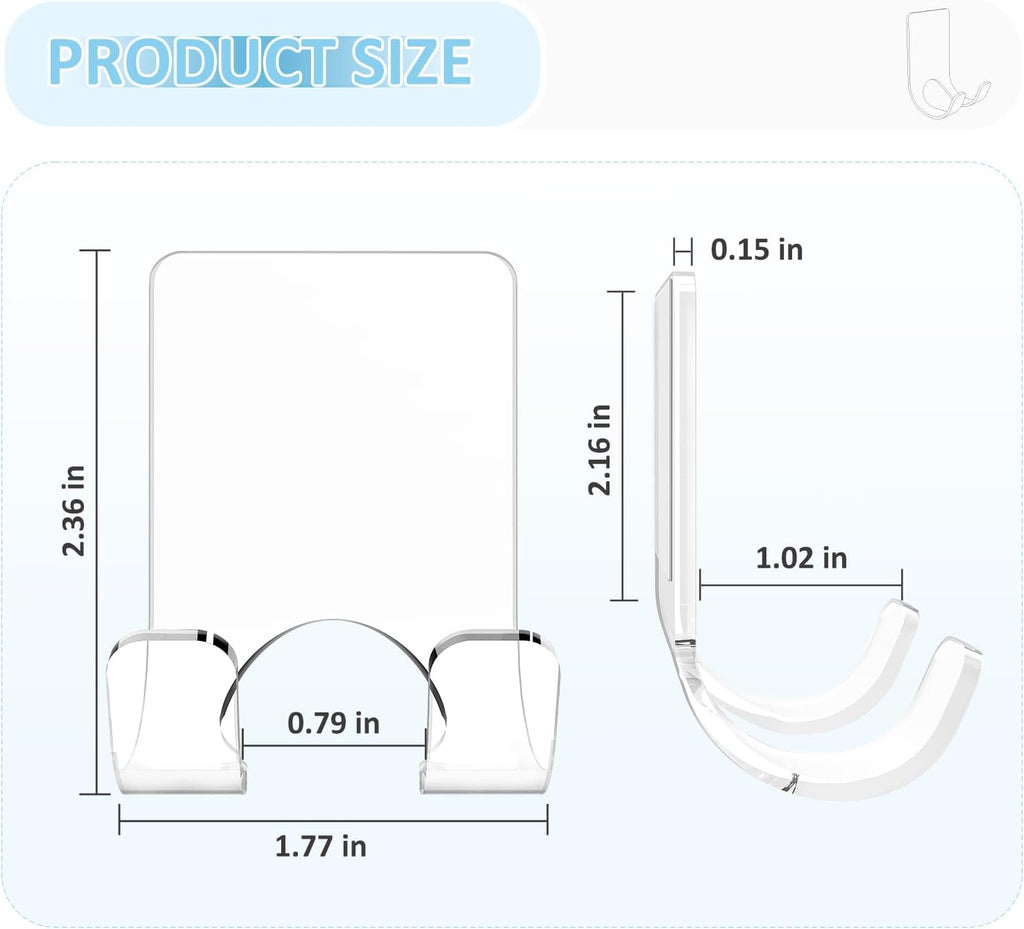 VIS'V Shower Wall Adhesive Razor Holder for His and Hers, Clear, 2 Pcs
