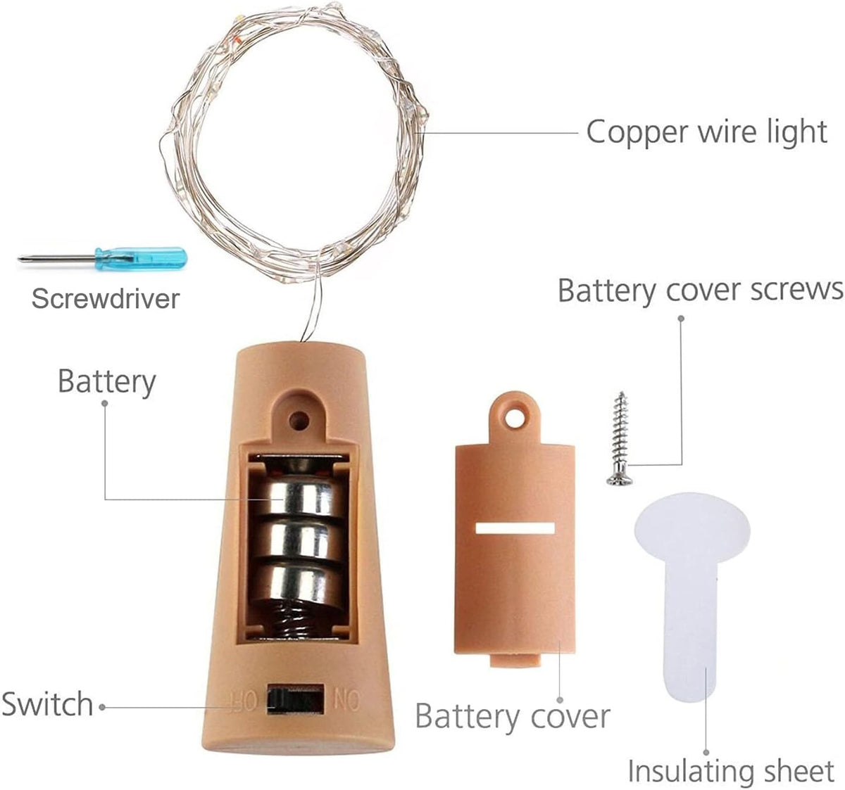 SmilingTown Wine Bottle Cork Lights 15Pack 10 LED 40 Inches Battery Operated Silver Wire Liquor Bottle Fairy Mini String Lights for Party Christmas Halloween Wedding Decoration