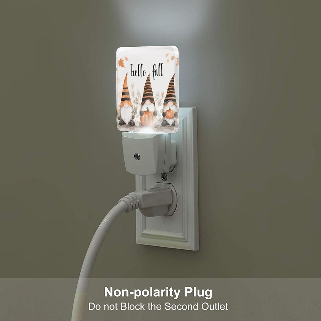 Fall Thanksgiving Gnome LED Plug-in Nightlights 2-Pack for Corridors