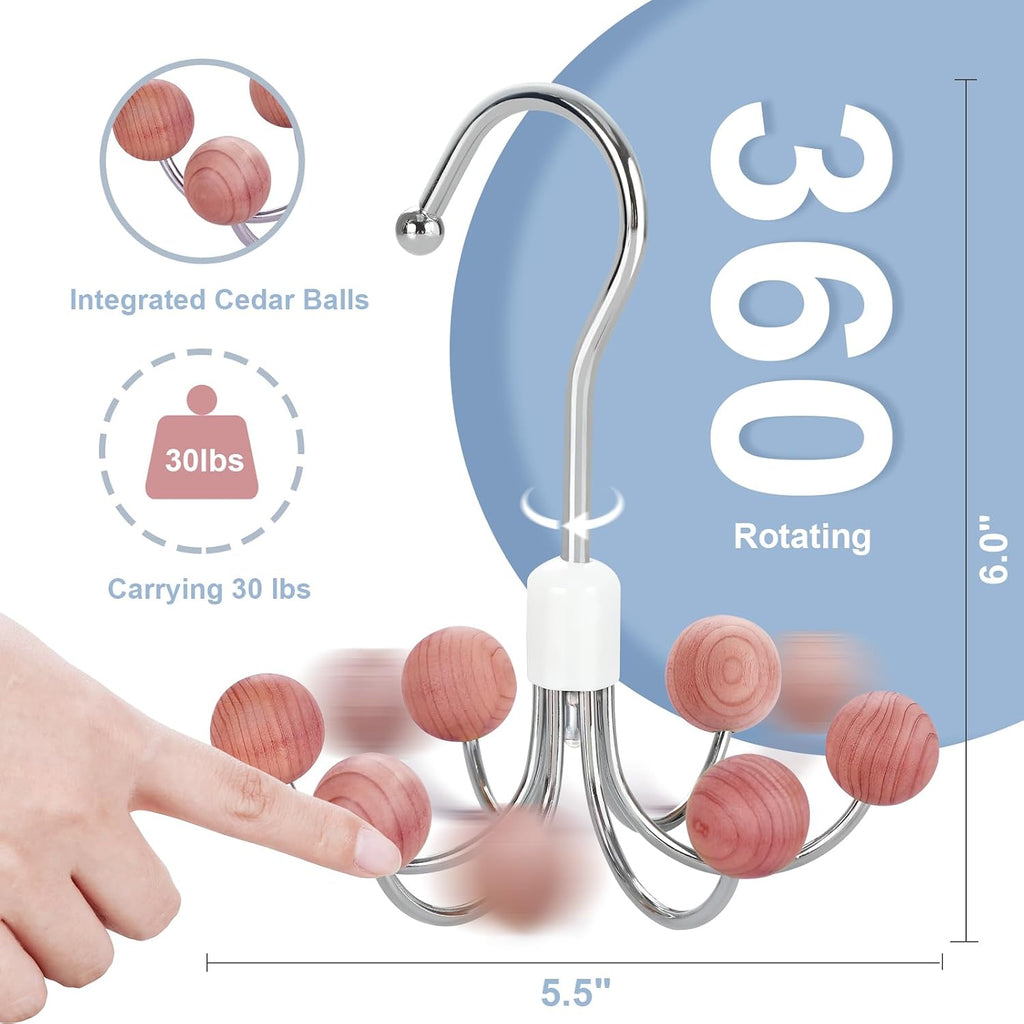 TOPIA HANGER Hoodie Hangers 2-Pack with 6 Cedar Balls, 360° Swivel, CT43C