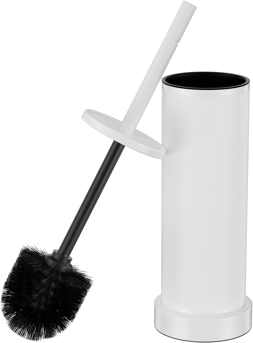 Metal Vertical Grain Toilet Bowl Brush and Holder Set Scrubber White
