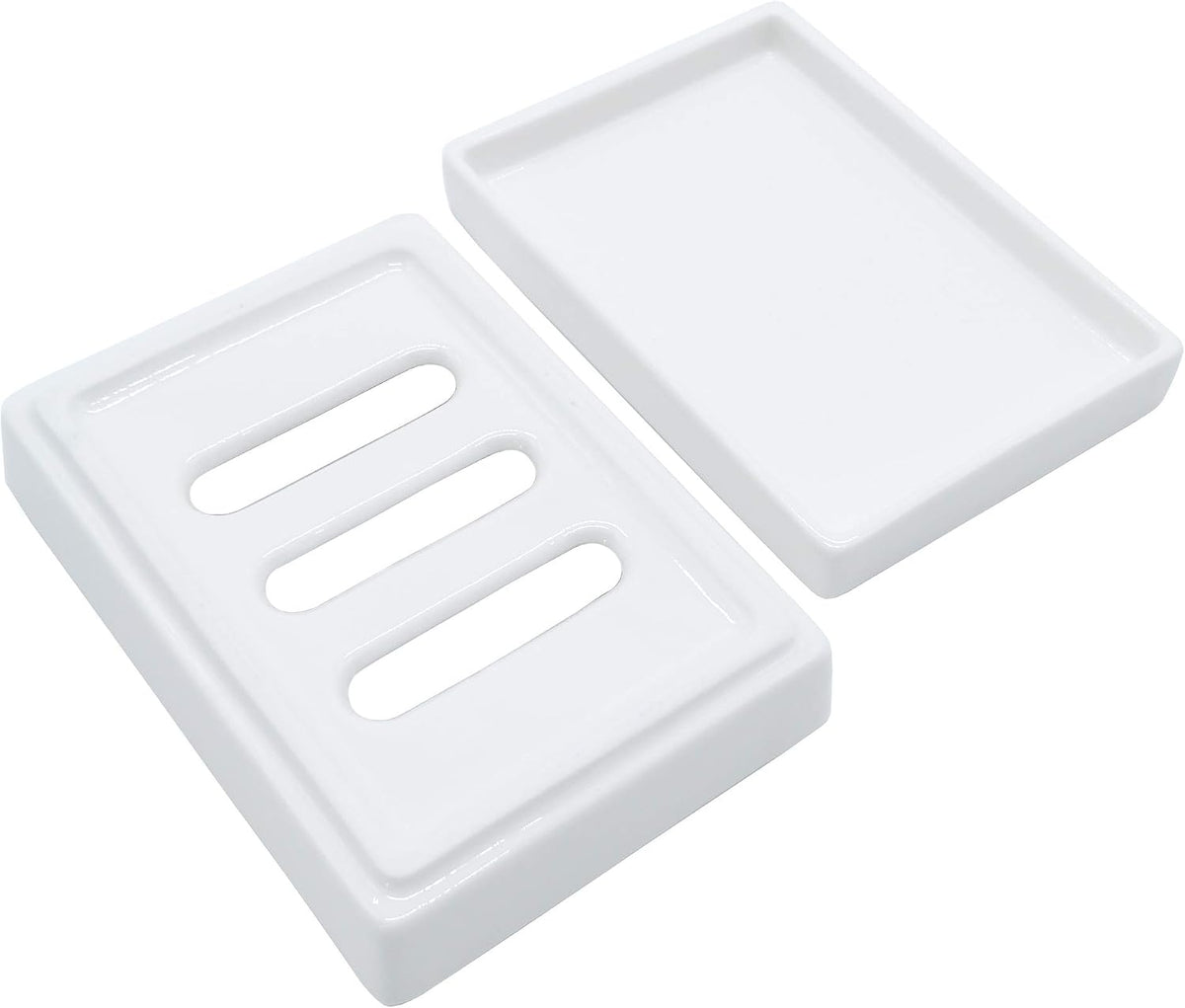 Ceramic Soap Dish Bar Soap Holder Double Layer Soap Tray Draining