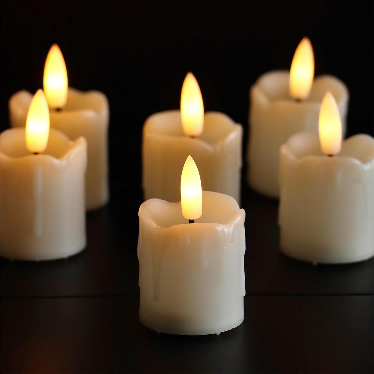 6PCS Battery Operated Votive Tealights Candles with Timer Tea Lights