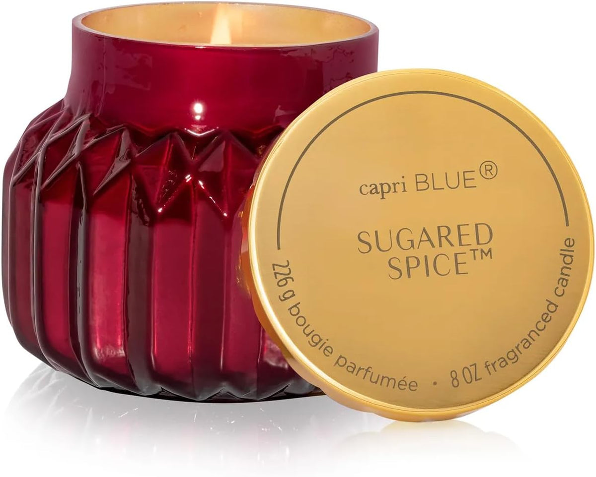 Capri Blue Sugared Spice Scented Candles for Home | Ruby Red, 8 oz