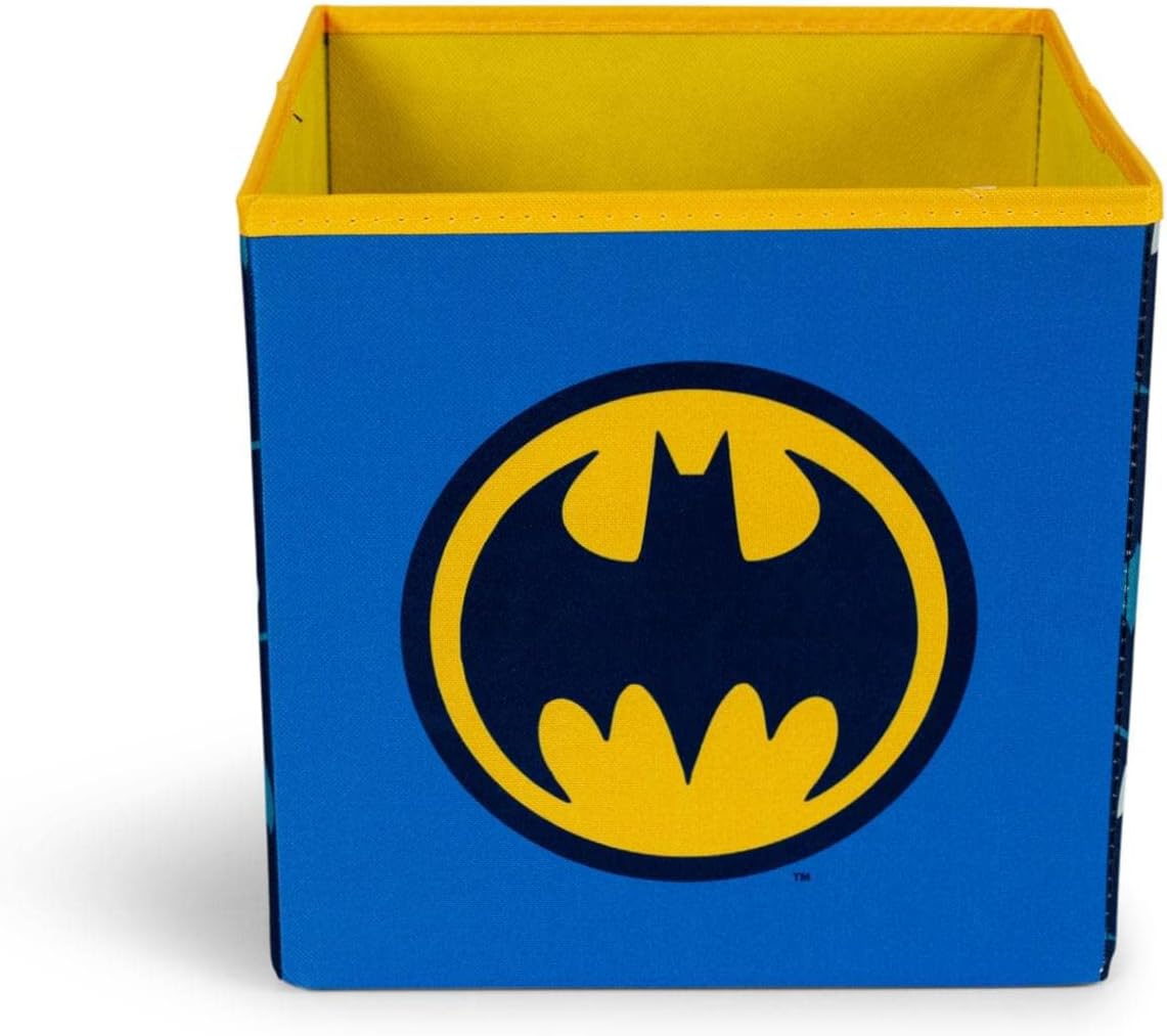 Ukonic DC Comics Batman Logo 11-Inch Storage Bin Cube Organizer | Fabric Basket Container, Cubby Cube Closet Organizer | Comic Book Superhero Toys, Gifts And Collectibles