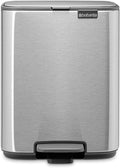 Brabantia Bo Small Step-On Trash Can | 1.8 Gal / 7L | Matt Steel Fingerprint Proof | Light-Pedal, Soft-Close, Bedroom, Bathroom, Nursery Trash Can, Removable Inner Bucket, Non-Slip Base | + Trash Bags