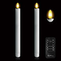 Arora Remote Control Flameless Taper Candles, S/2 3D Flickering Battery Operated LED Window Candles Encased with Real Wax to Light Up Your Home