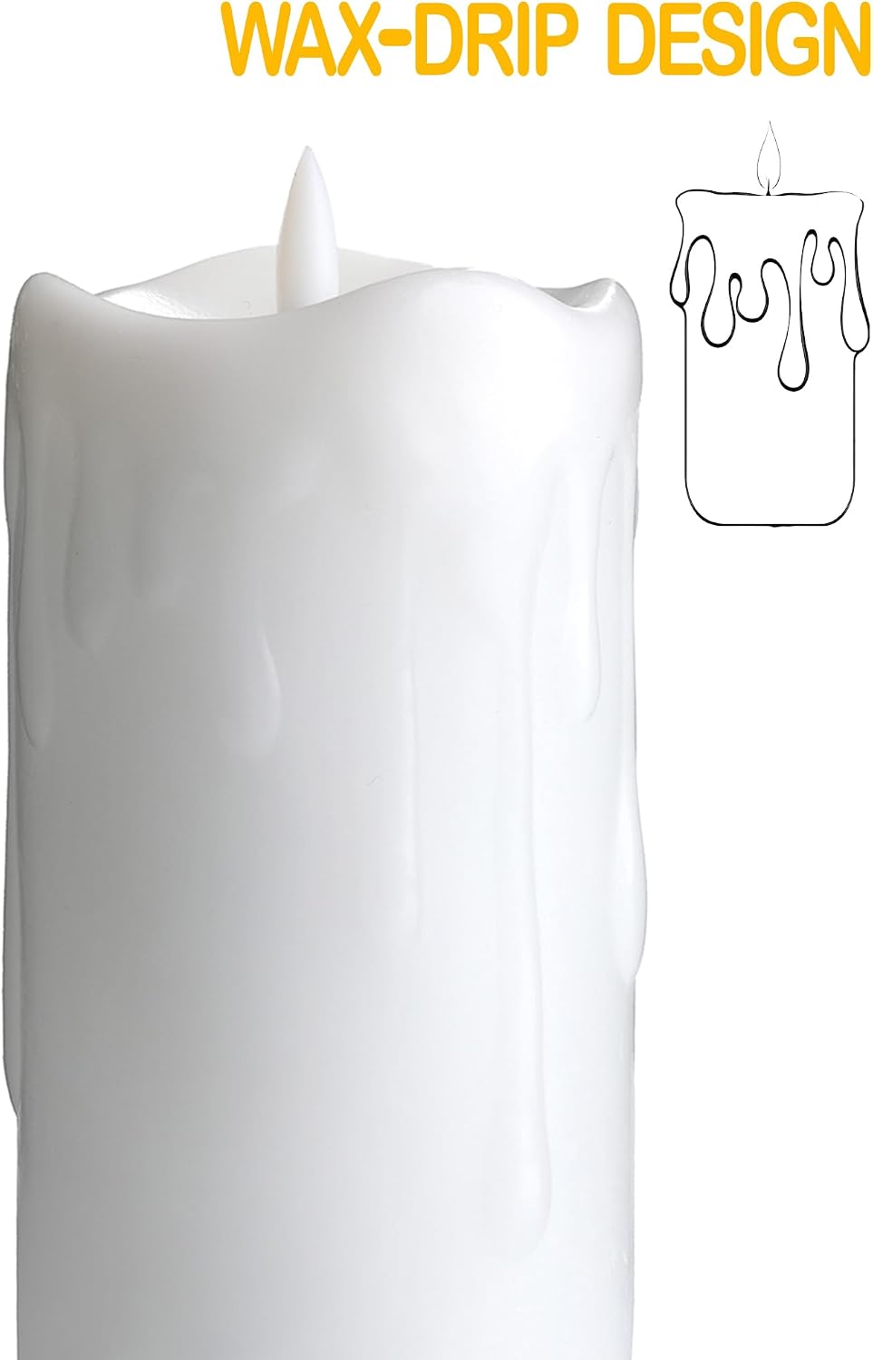 Gmnee 3"x6" Flickering Flameless Candles with Remote Timer, LED, Real Wax