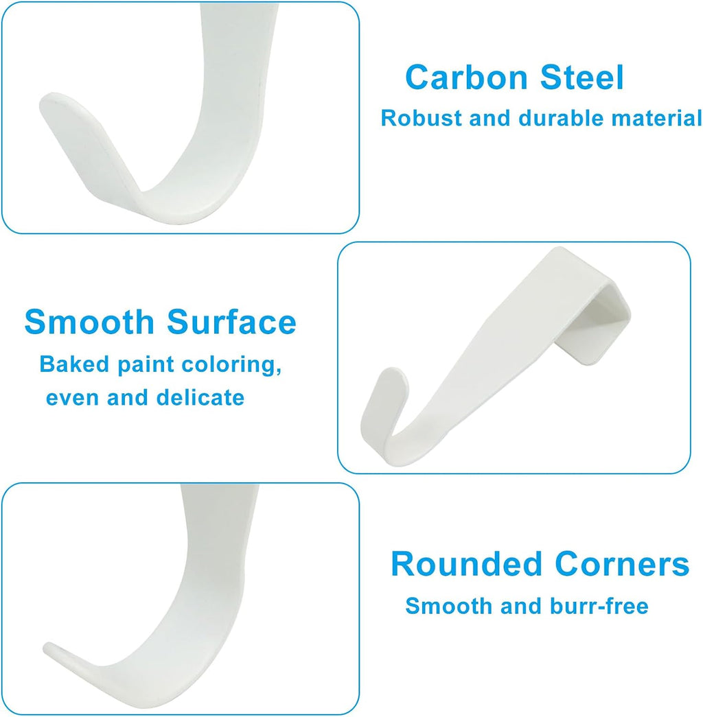 4 Pcs Over Cabinet Door Hook, J-Shape Carbon Steel, White