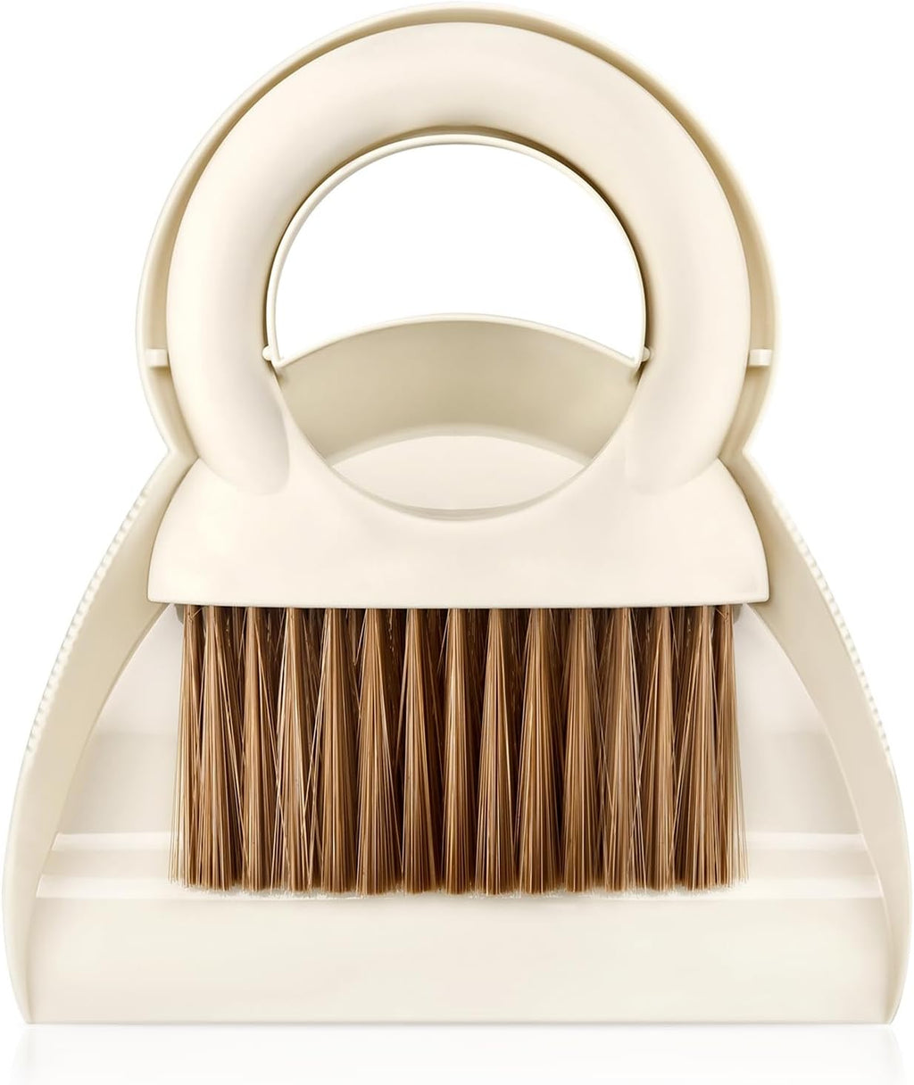 Mini Broom and Dustpan Set,Small Broom and Dustpan Set for Kitchen Countertops, Desks, Keyboard, Camping, Hand Brooms for Car Seats, Pet Litter-White
