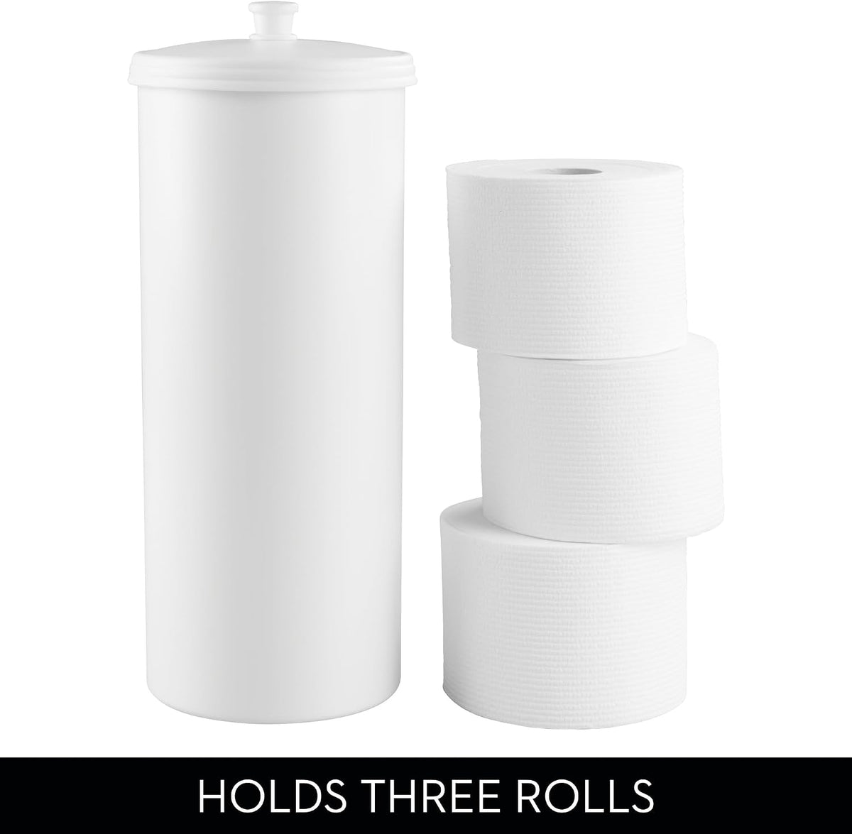 iDesign Freestanding Bathroom Toilet Paper Storage Holder, 2-Pack, White