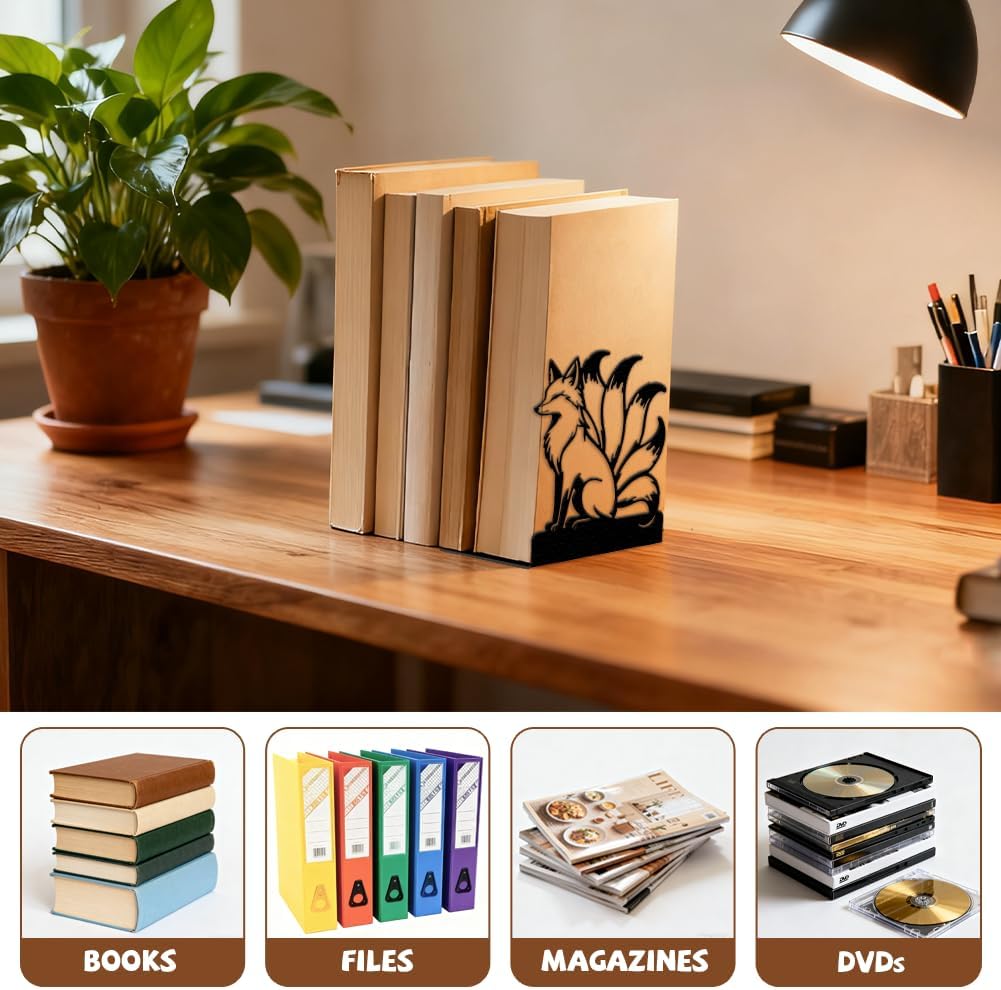 Peacoblue 4.7"x3.5"x5.9" Metal Bookends, Heavy Duty Book Ends for Shelves