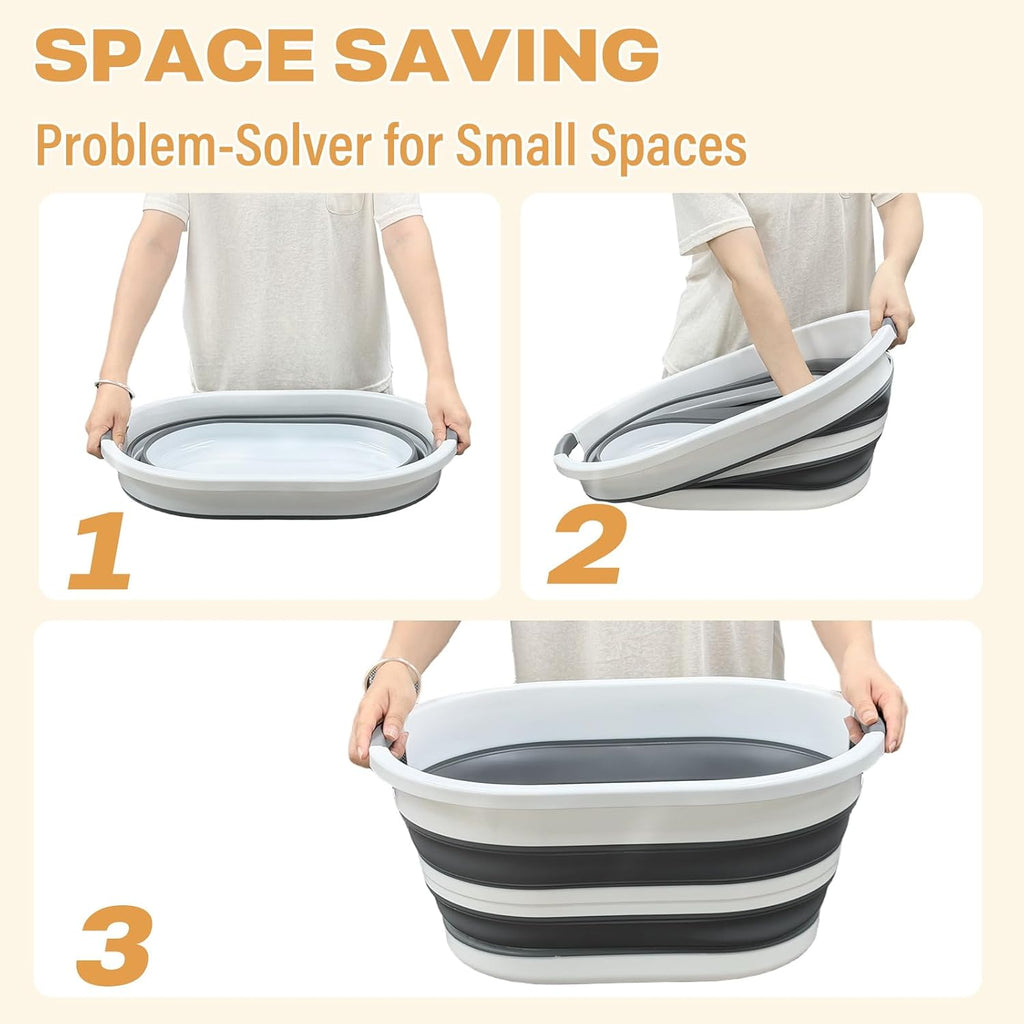 OOAMBB 30L (8Gallon) Collapsible Laundry Basket Plastic (Grey, 1 Pack)